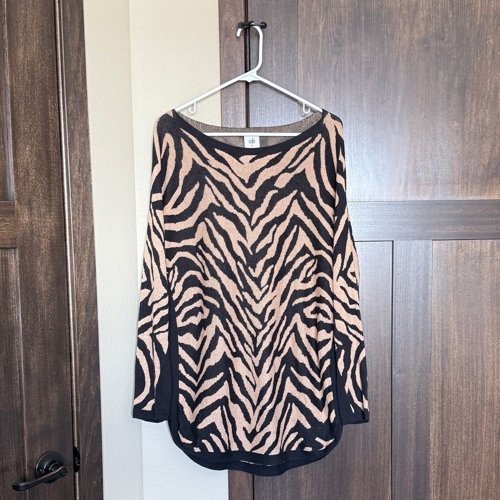 Cabi Women’s Dani Pullover Zebra Dazzle Stripe Style 3884 Sweater Size Medium
